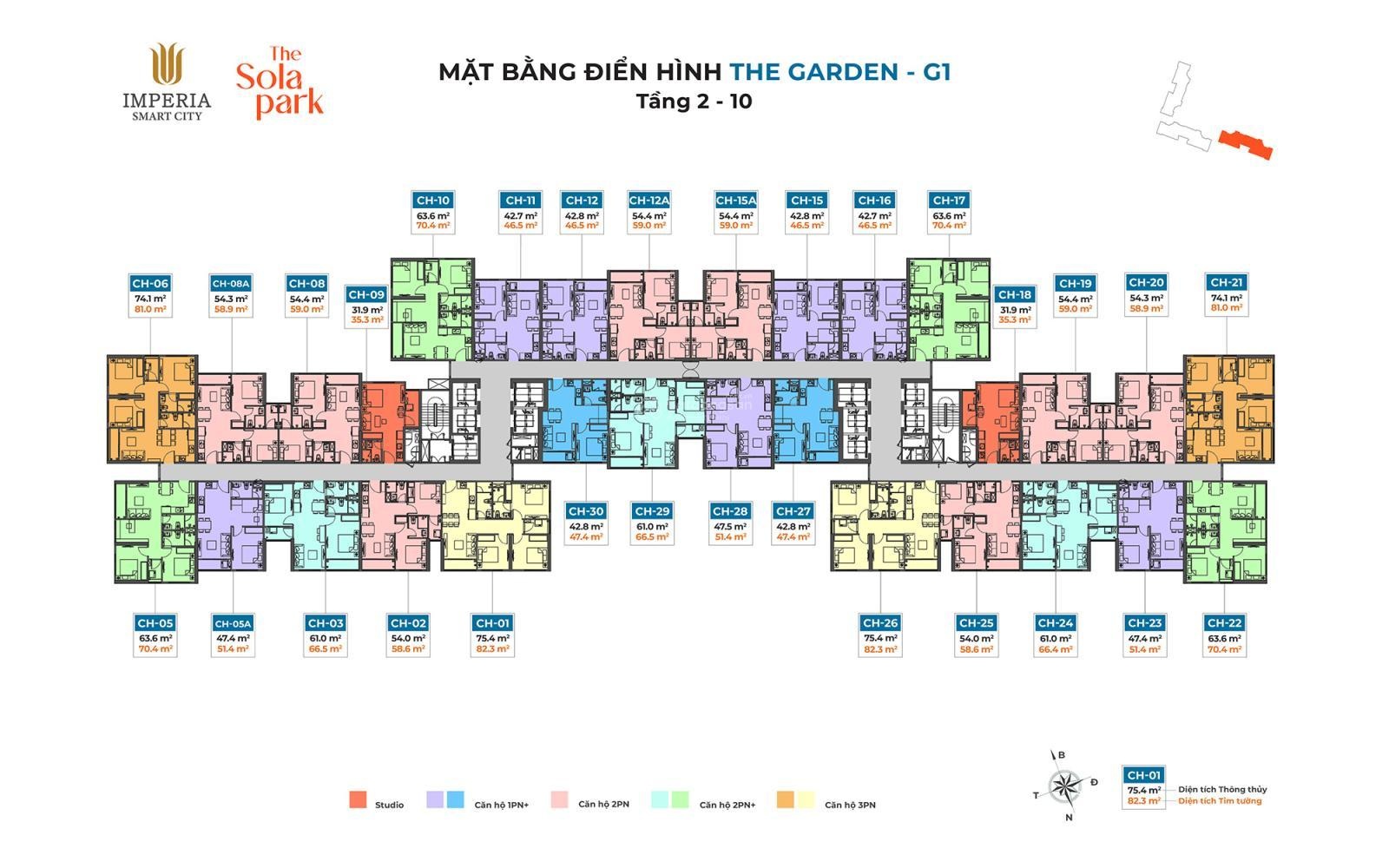 Giá tốt nhất phân khúc bán 1PN G3 Sola Park Vinhomes smart city
