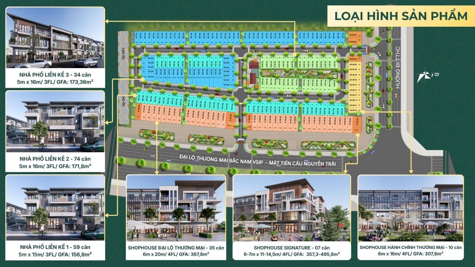 Bán shophouse đại lộ the greenery 2 chân cầu nguyễn trãi - trục bắc nam lê hồng phong
