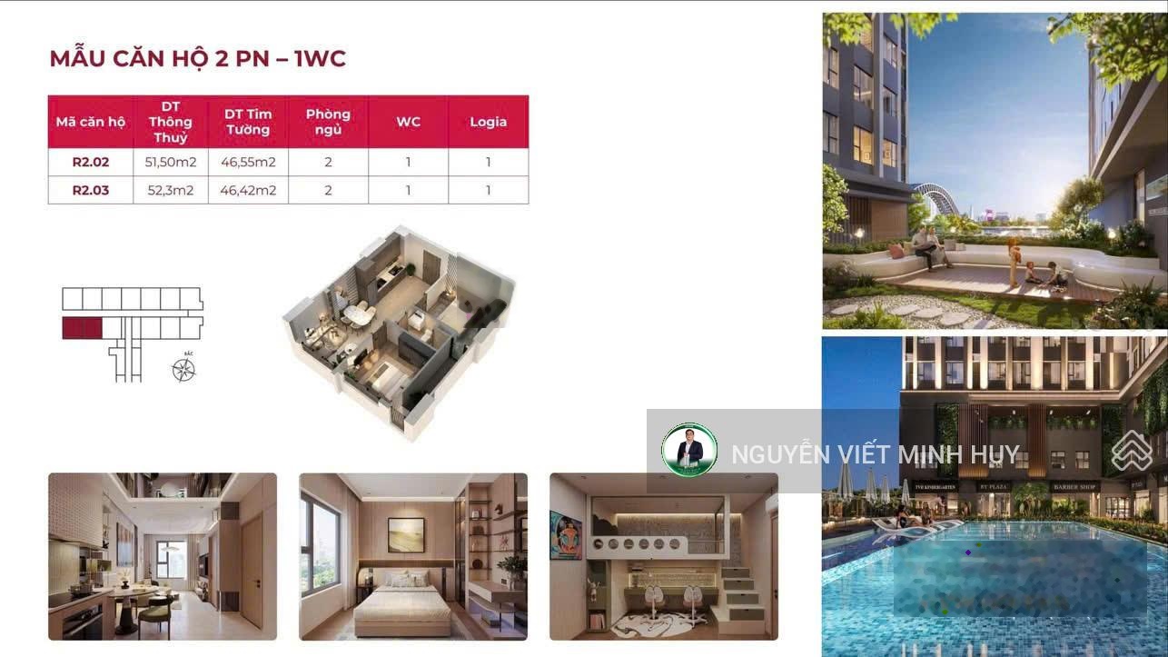 Bán căn hộ Fresia Riverside tại Bùi Hữu Nghĩa, 1,989 tỷ, 51.5 m2, giá cực chất