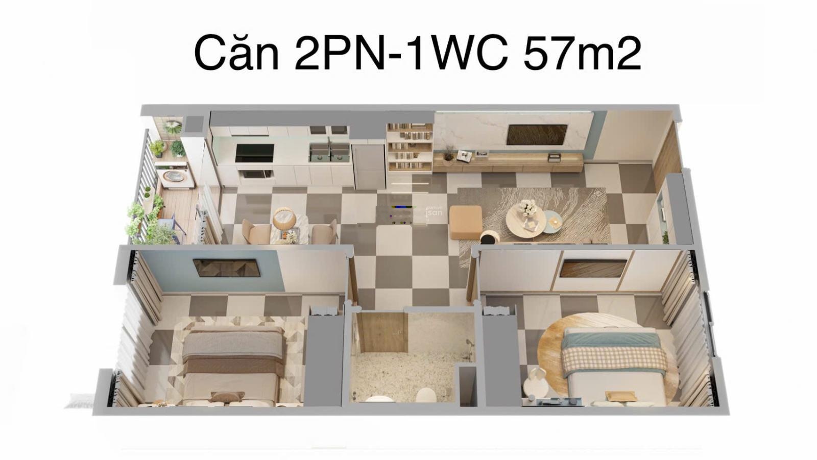 Căn hộ 2 ngủ Phenikaa view đẹp, DT: 56.9m2, tầng trung, giá chính chủ chỉ 2.88 tỷ