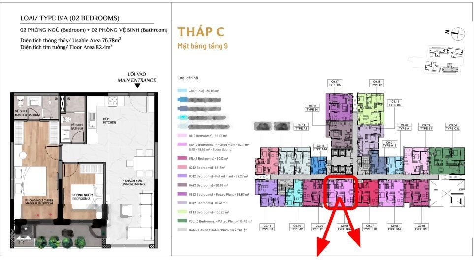 Chính chủ bán căn 2PN diện tích 82.40m2 giá 5 tỷ 650 tặng ô xe định danh. Thanh toán 50% nhận nhà