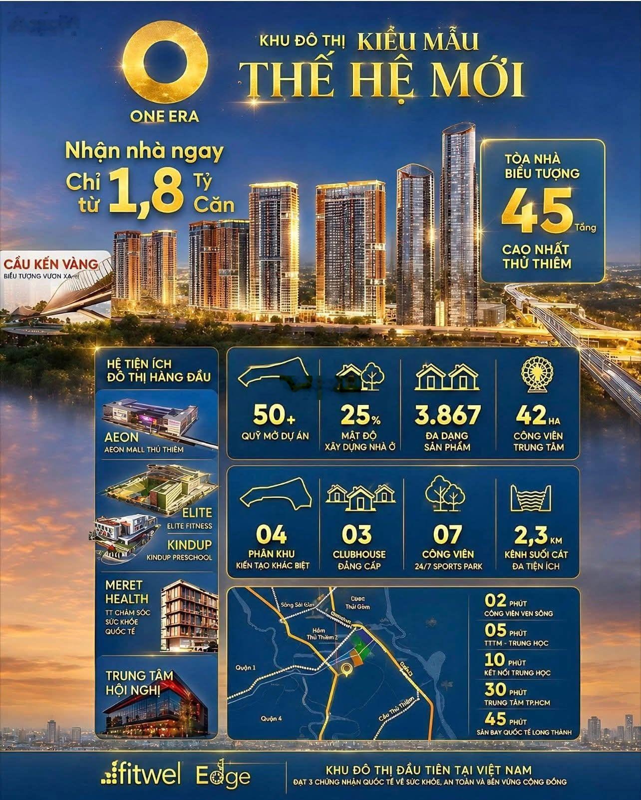 Bán Shophouse view đẹp tại One Era, 90 triệu / m2, 90 m2, 2PN + 3WC.Thanh toán nhẹ.Giá Cực Tốt.