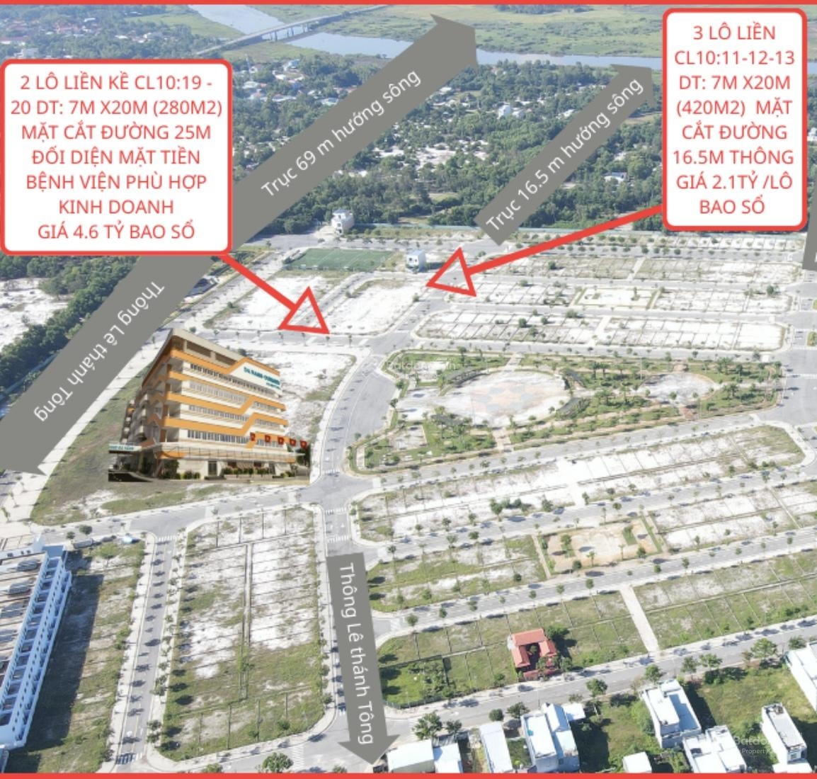 Cần Bán 2 Lô Liền Kề 280m2 KĐT Đà Nẵng RiSe CiTy Đối Diện Bệnh Viện Thích Hợp Đầu Tư , Kinh Doanh