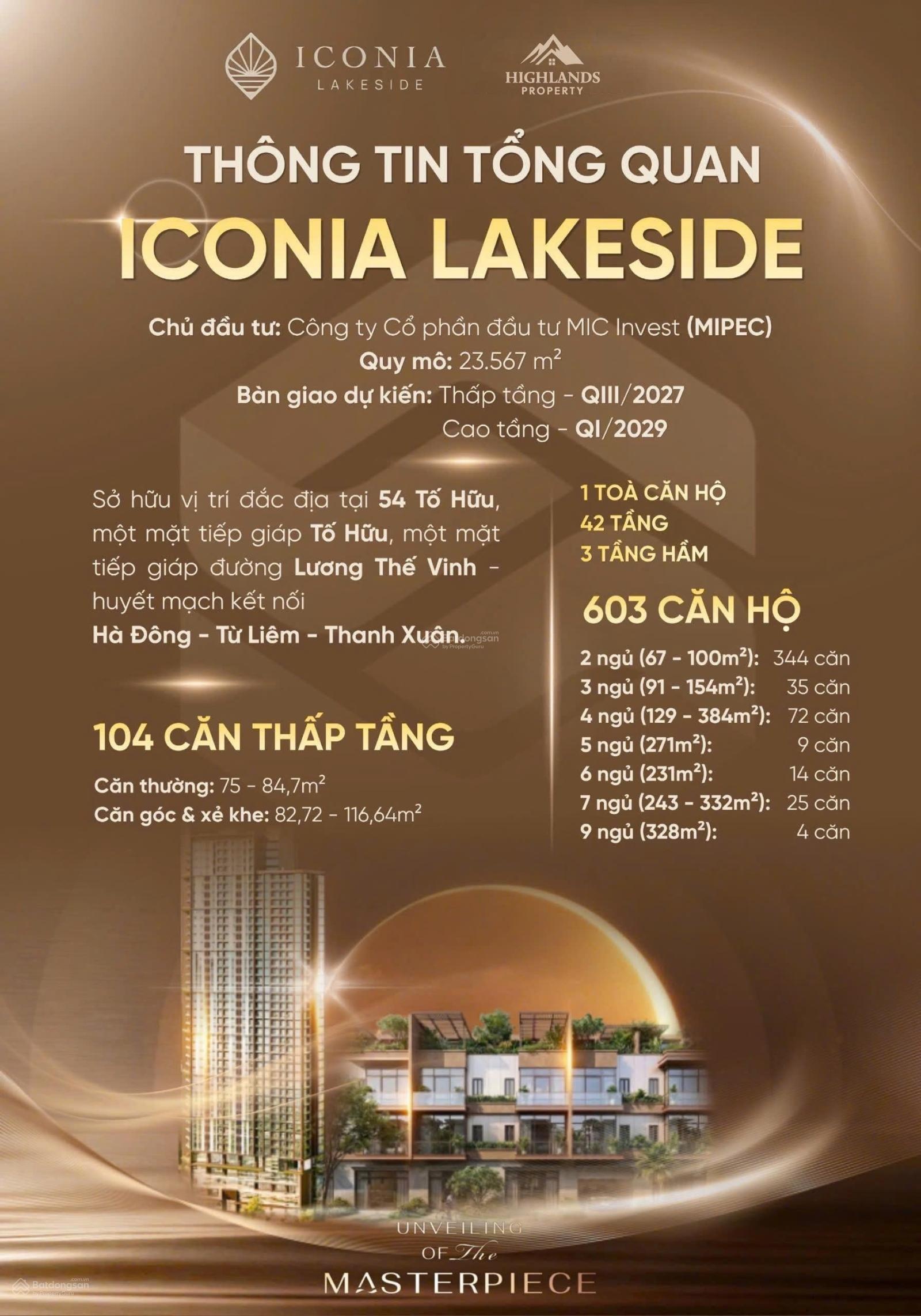 Bán căn hộ chung cư tại Số 54, Iconia Lakeside. View công viên nội khu, hướng Tây Nam giá cực tốt!
