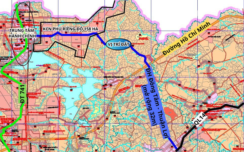 Đất ngay trung tâm Đồng Phú đường 32m giá 430 triệu bao sổ