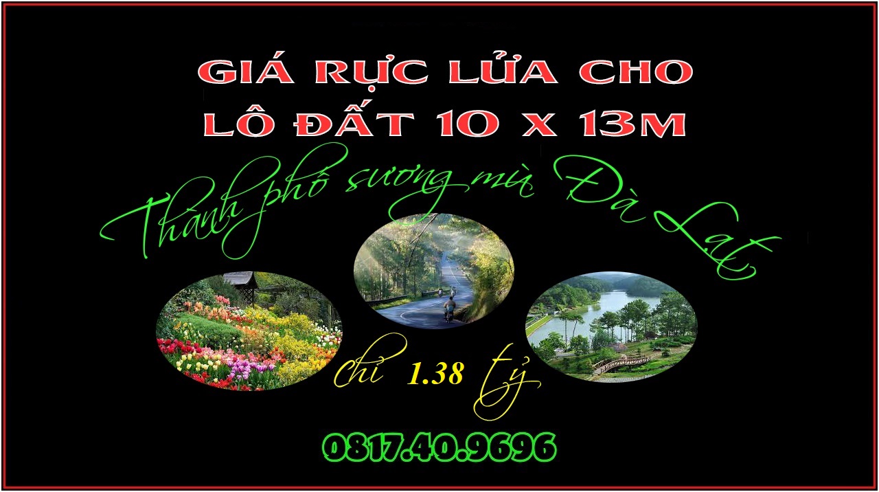 Đất Đà Lạt đang sốt, chỉ còn lô đẹp rẻ sổ hồng 10m x 13m, chỉ 1,38 tỷ