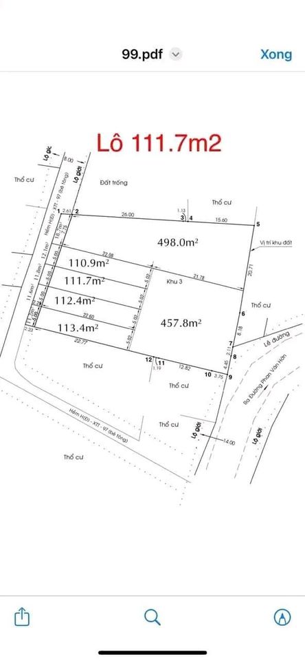 Bán 2 lô 110m2 - giá chỉ 1 tỷ 350 triệu - gần chợ Xuân Thới Thượng