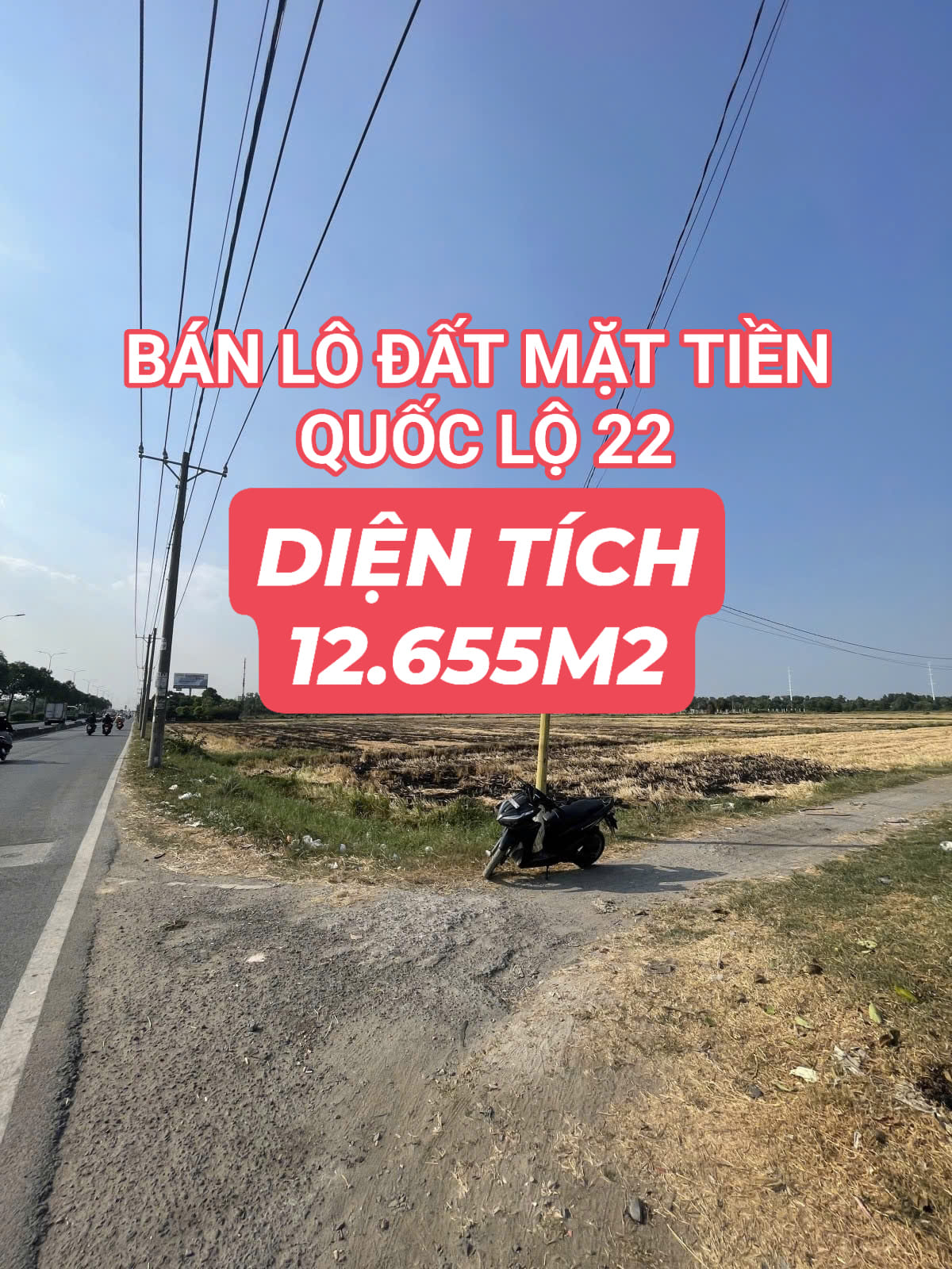 Bán lô đất mặt tiền quốc lộ 22 - 12.655m2 - giá 56 tỷ - Tân Hiệp - Hóc Môn