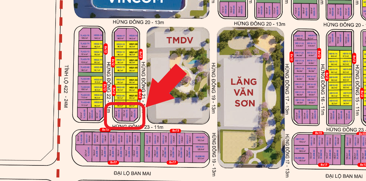 Bán liền kề áp góc Vinhomes Wonder City, dãy Hùng Đông 23, gần Tỉnh lộ