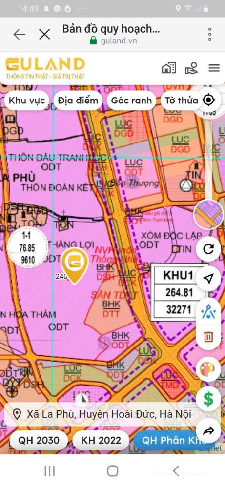 Bán lô đất mặt tiền 4,1m, chỉ 2,3 tỷ - Quy hoạch ra mặt đường lớn - La Phù, Hoài Đức