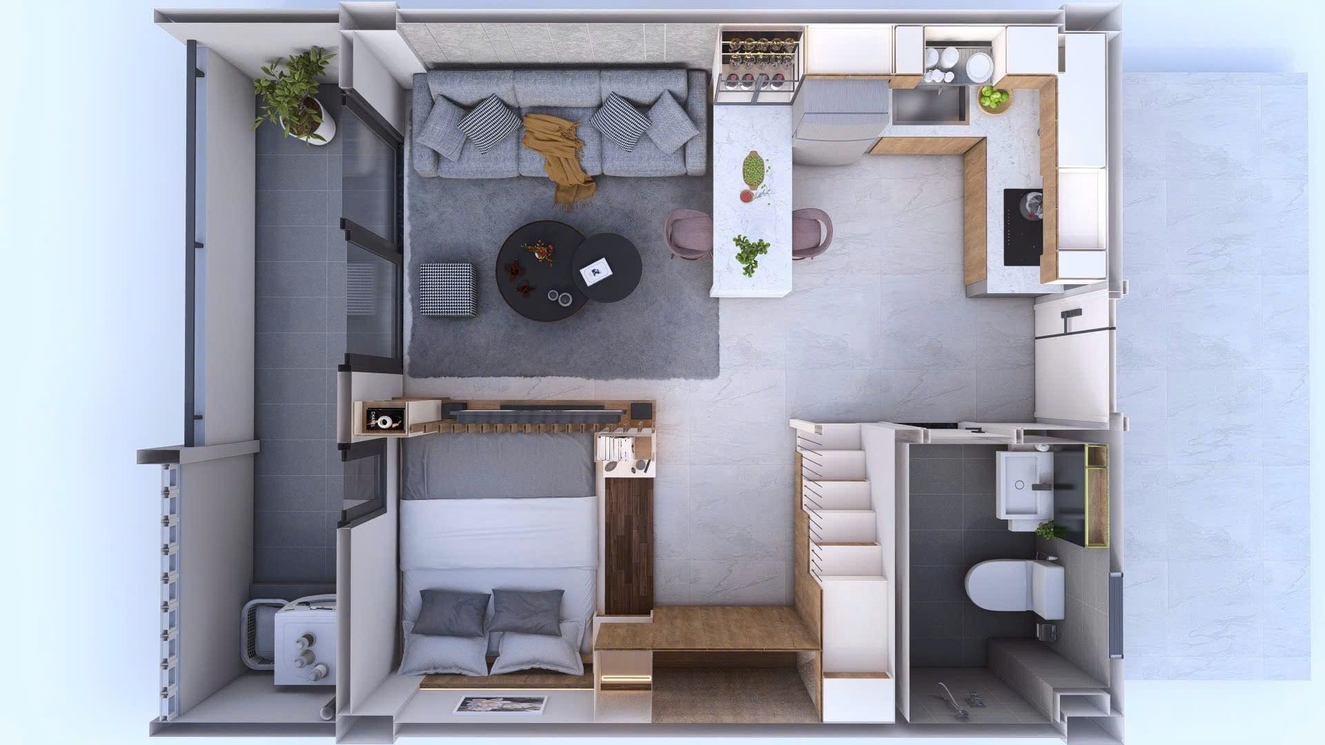 Bán nhà ở xã hội, 45m2, có nội thất, 2 phòng ngủ, gần Hóc Môn, thanh toán trước 200 triệu