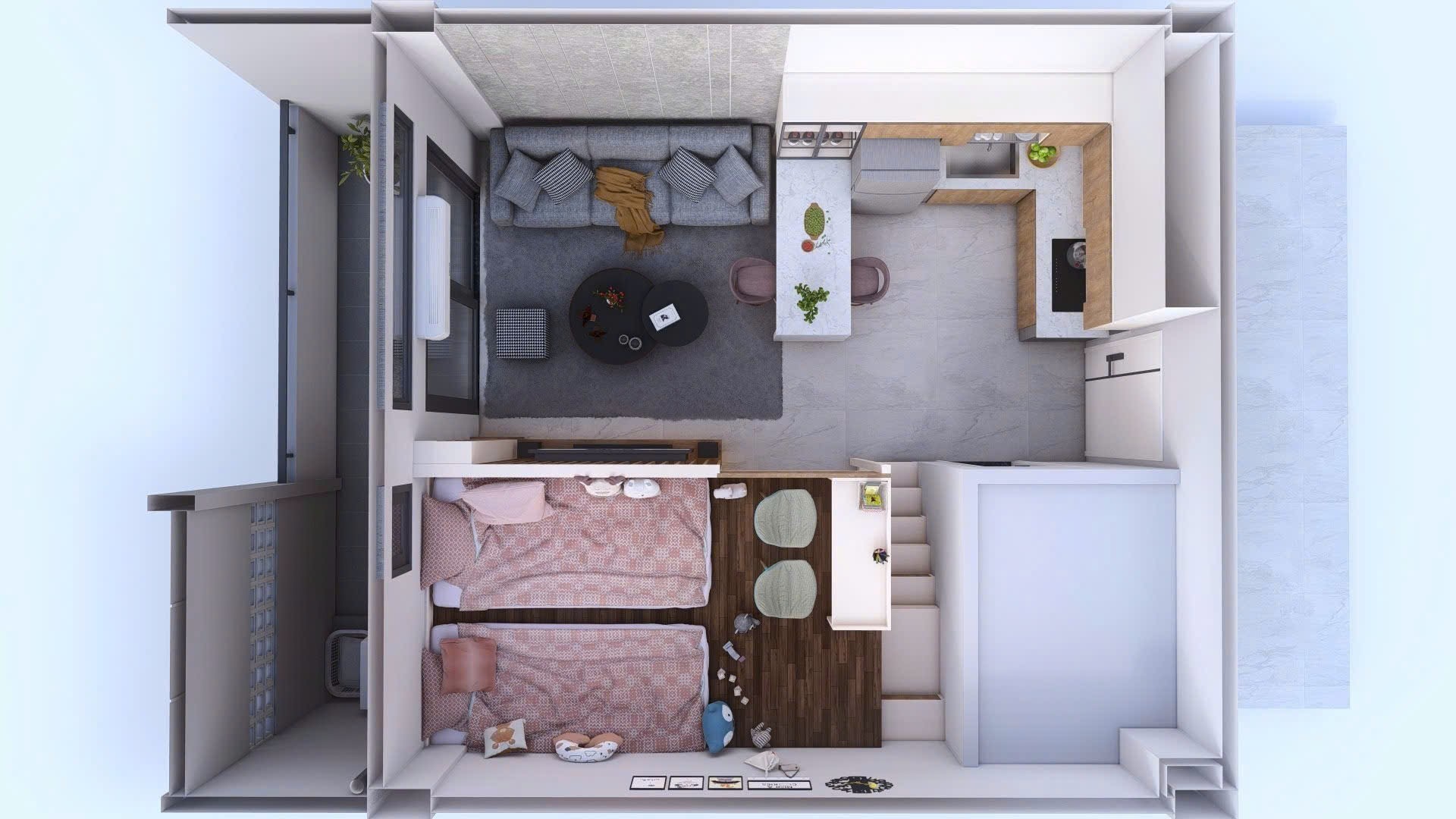 Bán nhà ở xã hội, 45m2, có nội thất, 2 phòng ngủ, gần Hóc Môn, thanh toán trước 200 triệu