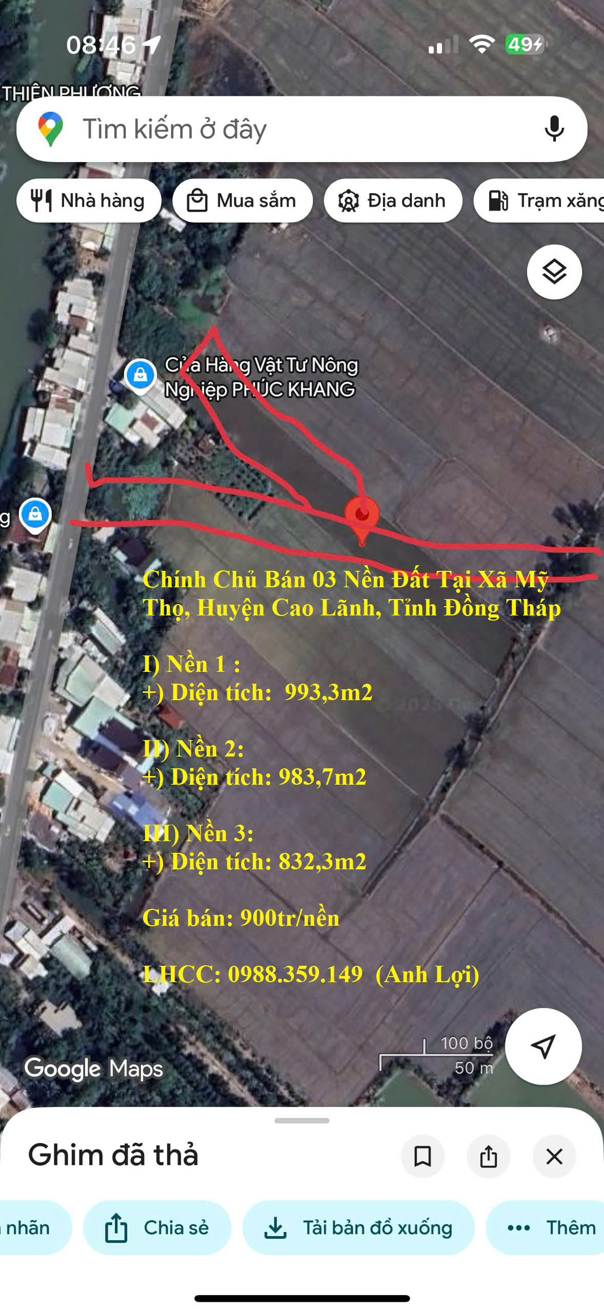 Chính chủ bán 03 nền đất tại xã Mỹ Thọ, huyện Cao Lãnh, tỉnh Đồng Tháp