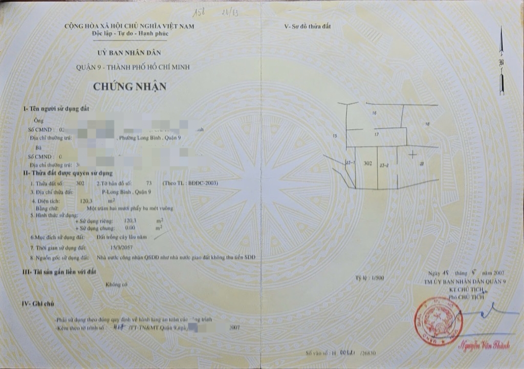 Bán gấp đất 120m2, giá 1,8 tỷ hẻm xe hơi