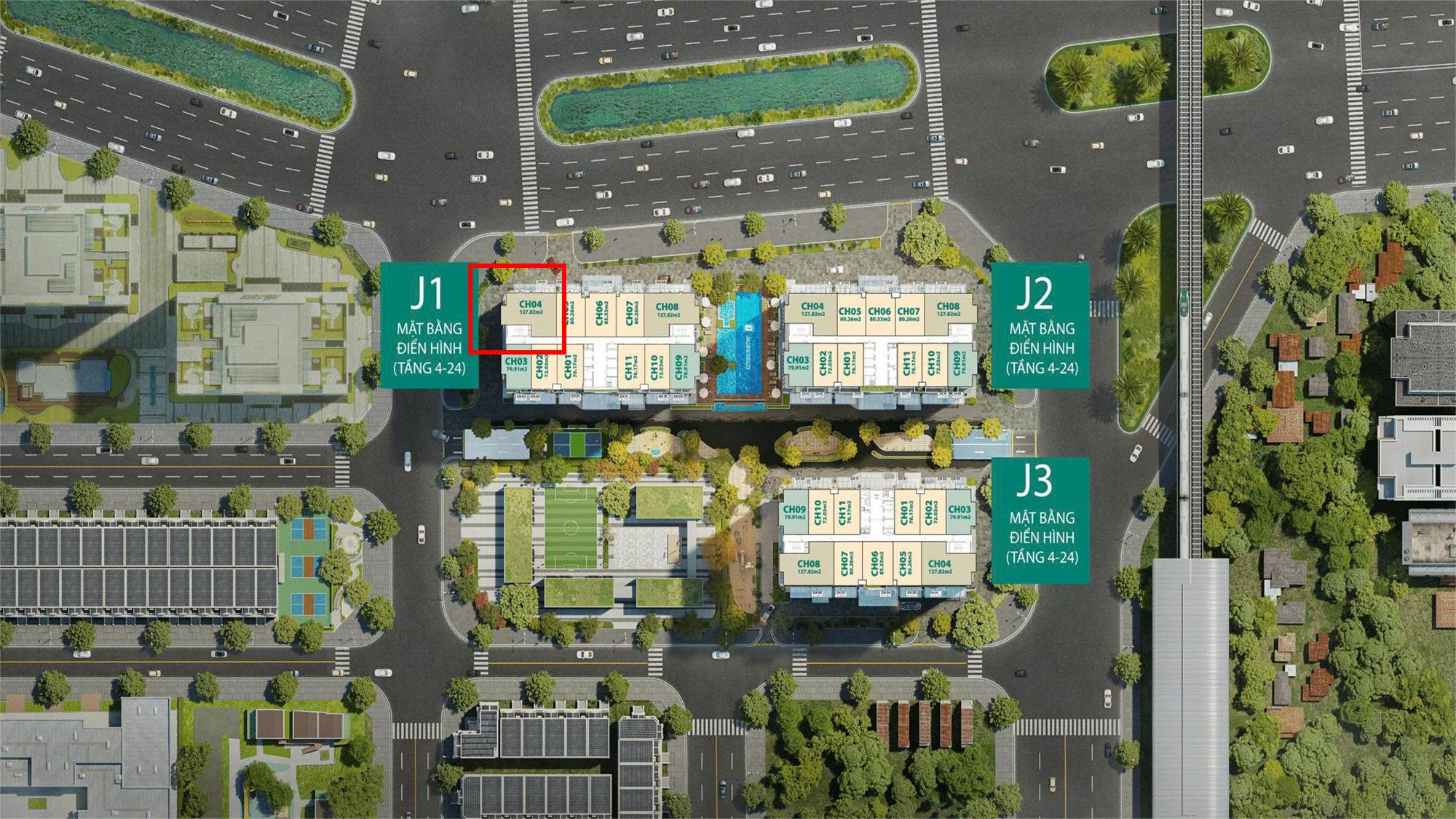 Jade Square Phạm Văn Đồng, bản đặc biệt 3 ngủ - 128m2, kính low, view toàn cảnh Sông Hồng