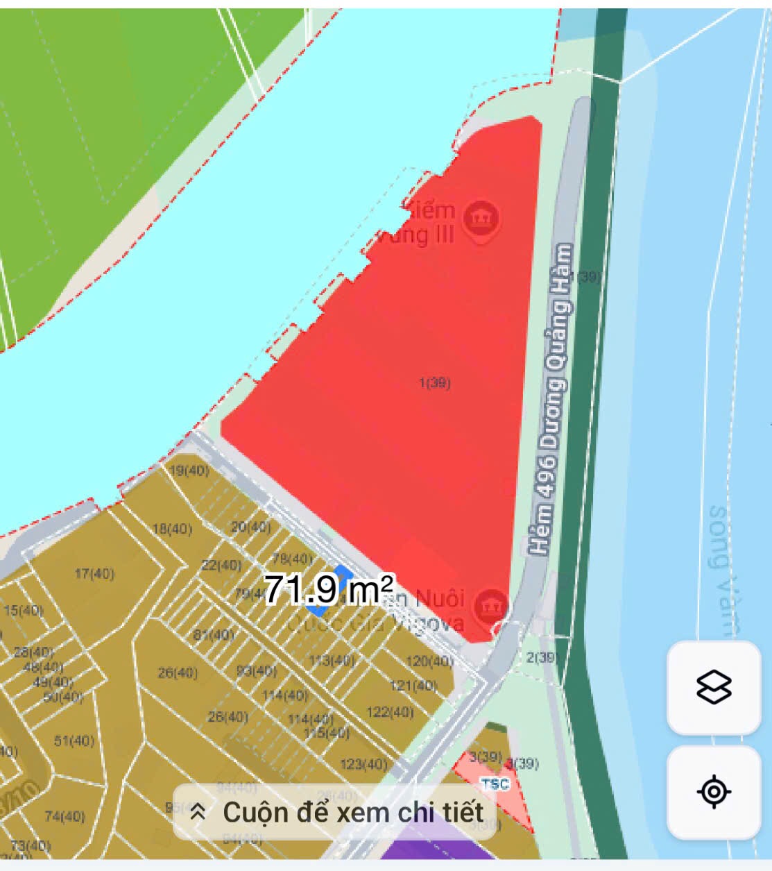 Duy nhất lô đất mặt tiền view sông Vàm Thuật - Tựa sơn hướng thuỷ - 4,5x17m công nhận 72m² - Giá hot nhỉnh 10 tỷ