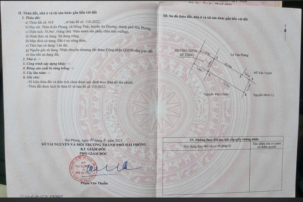 Bán đất 57m2 Kiến Phong, An Dương, Hải Phòng