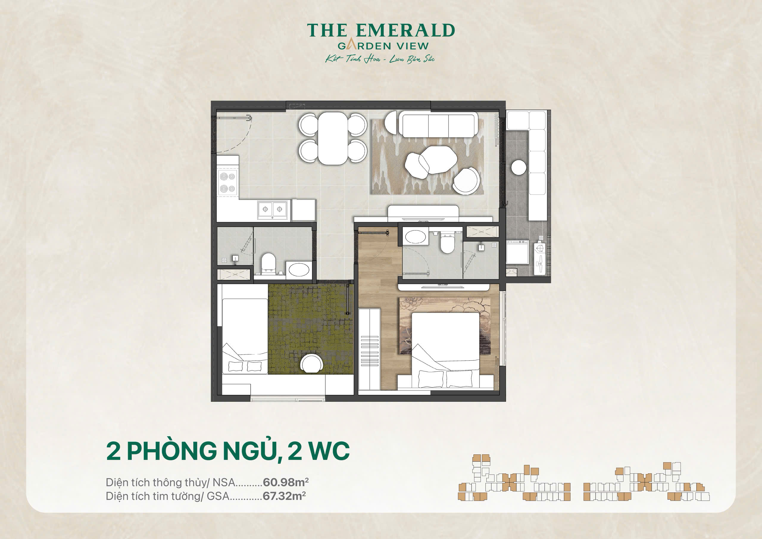 Bán căn hộ 1 phòng ngủ, 48m2 tại The Emerald Garden View