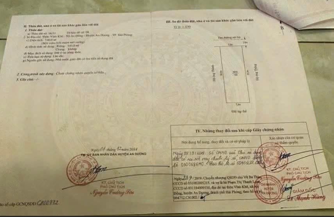 Bán đất 140m2 Vĩnh Khê An Dương Hải Phòng