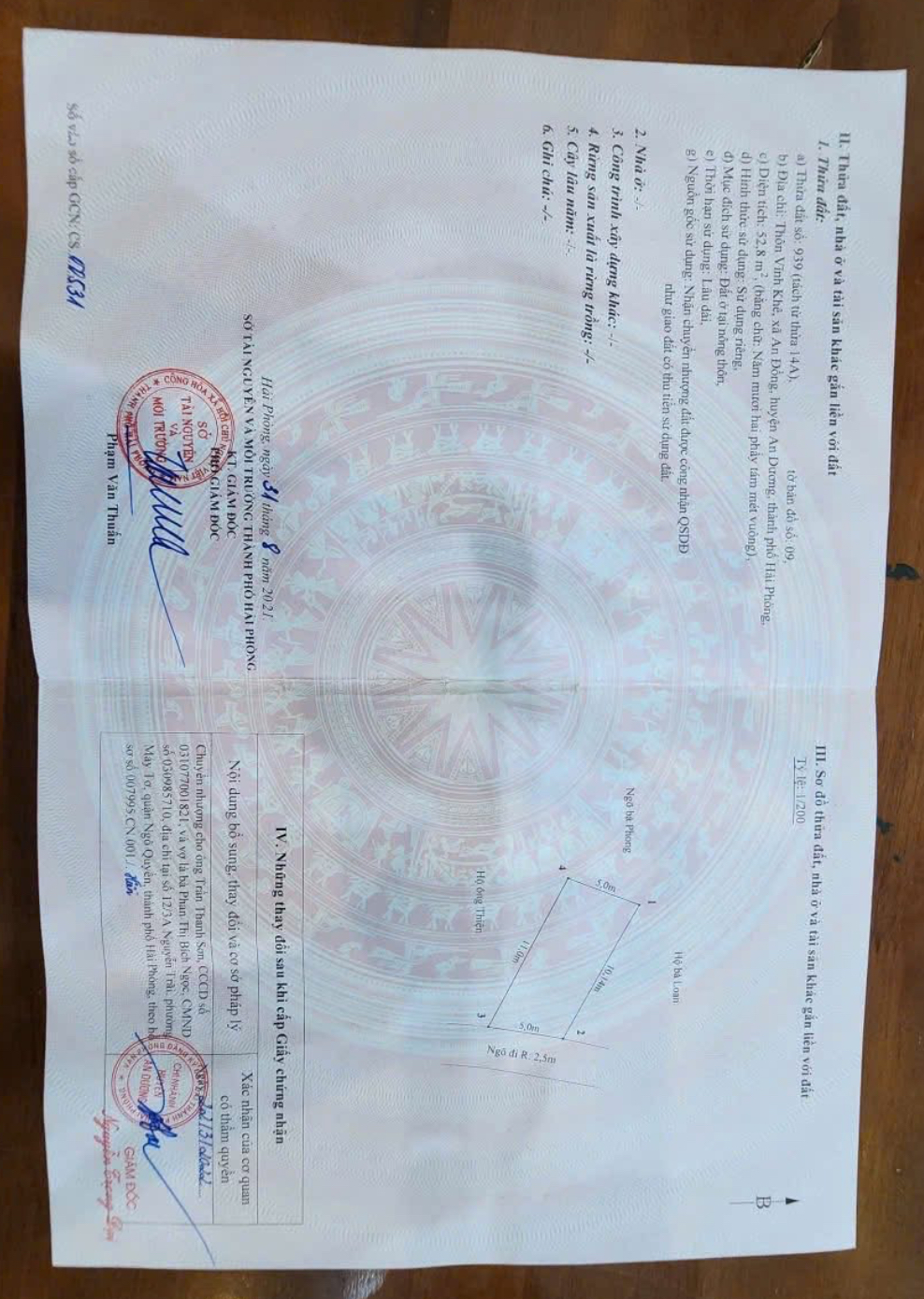 Bán đất 52,8m2 Vĩnh Khê, An Dương, Hải Phòng