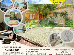 Bán đất 100m2, giá 22 triệu/m2 ở hẻm 21 Trần Phú gần Vincom Hùng Vương