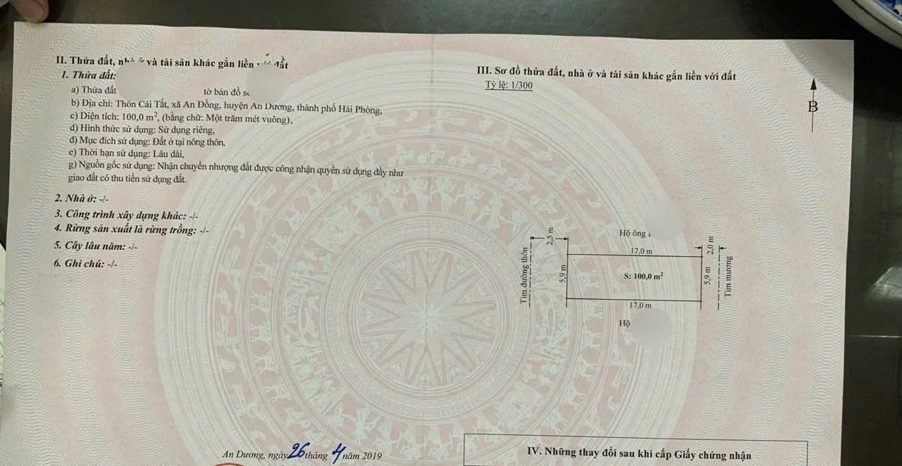 Bán đất mặt đường Cái Tắt, An Dương, Hải Phòng