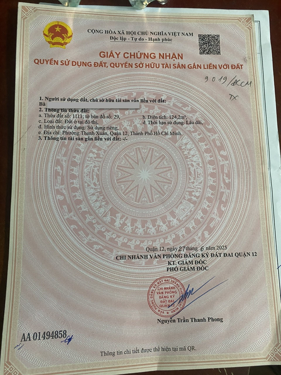 Bán 2 lô đất Thạnh Xuân 25, quận 12 diện tích 125m2, sổ hồng riêng, khu vực hiện hữu, gần Hà Huy Giáp