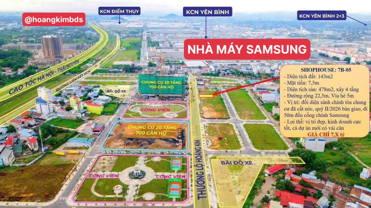Khu đô thị Phụ Trợ khu công nghiệp Yên Bình Ktown cạnh nhà máy Samsung Thái Nguyên