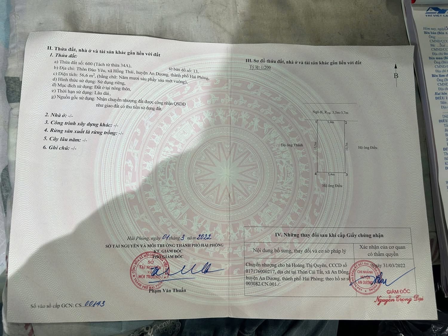 Bán đất 56m2 Đào Yêu, An Dương, Hải Phòng