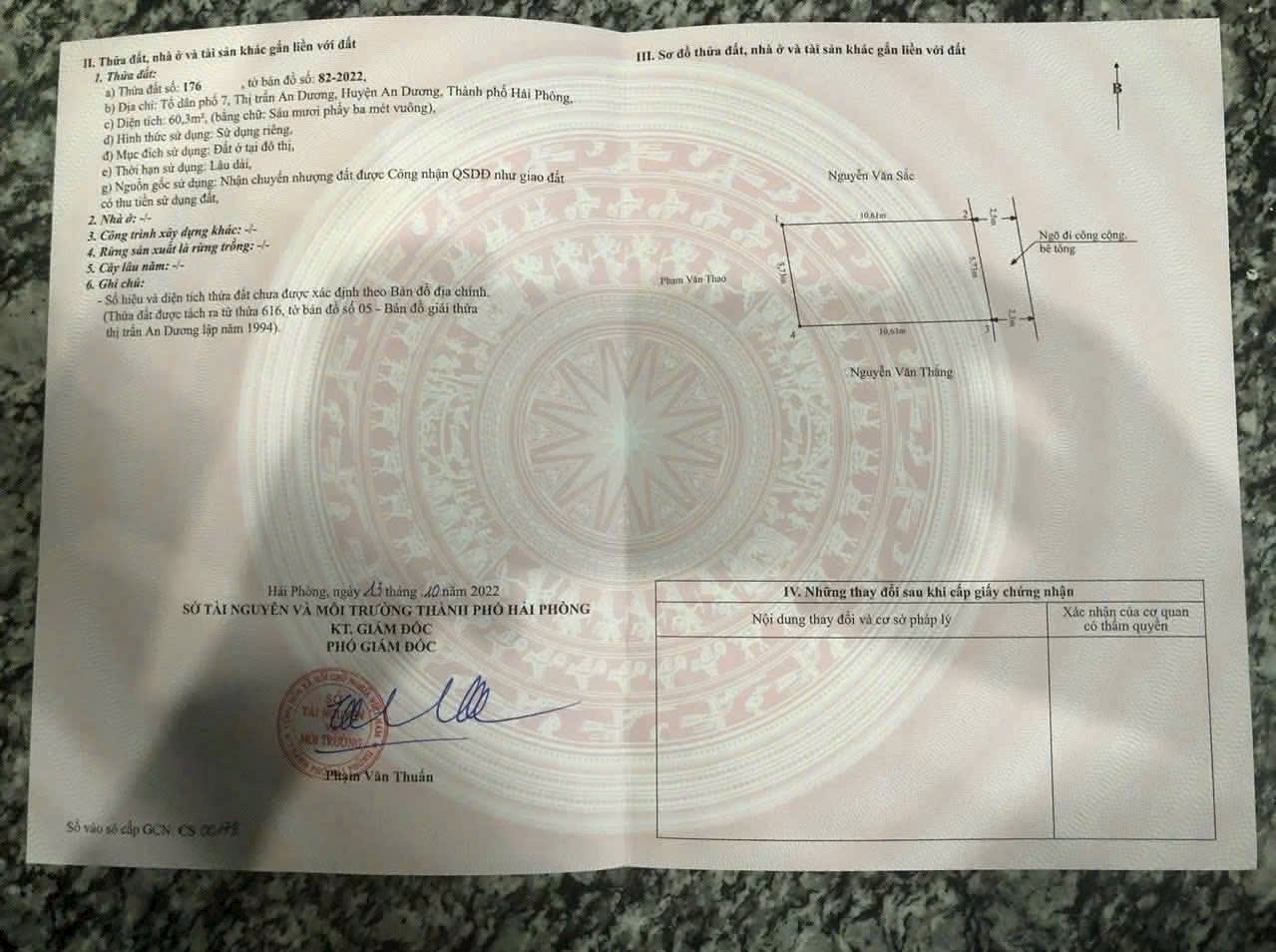 Bán đất 60m2 tổ 7 thị trấn An Dương, Hải Phòng