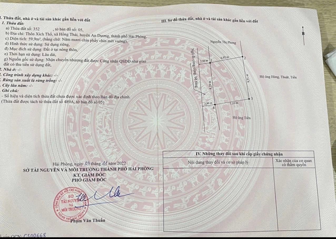 Bán đất 60m2 Xích Thổ, An Dương, Hải Phòng