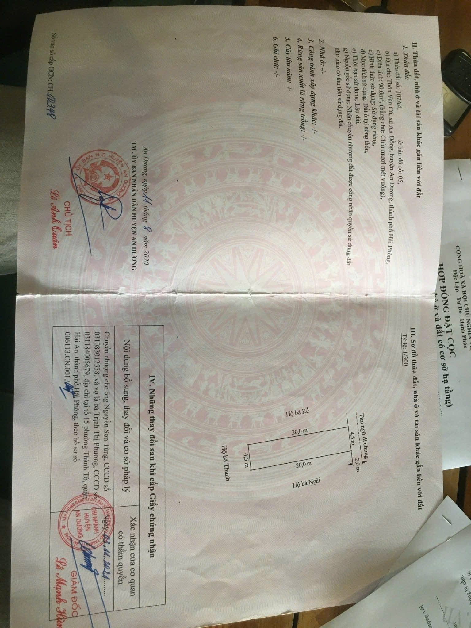 Bán đất 90m2 tuyến 2 đường Máng, Văn Cú, An Dương, Hải Phòng