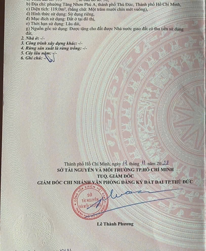 Đất Tăng Nhơn Phú A, diện tích 119m2, giá bán 6,5 tỷ gần Lã Xuân Oai - Lê Văn Việt - Thủ Đức