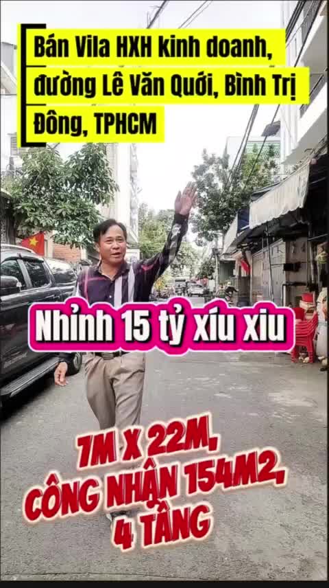 Bán biệt thự hẻm 8m, Lê Văn Quới, Bình Hưng Hòa A, Bình Tân, 154m2, 4 tầng, ngang 7m