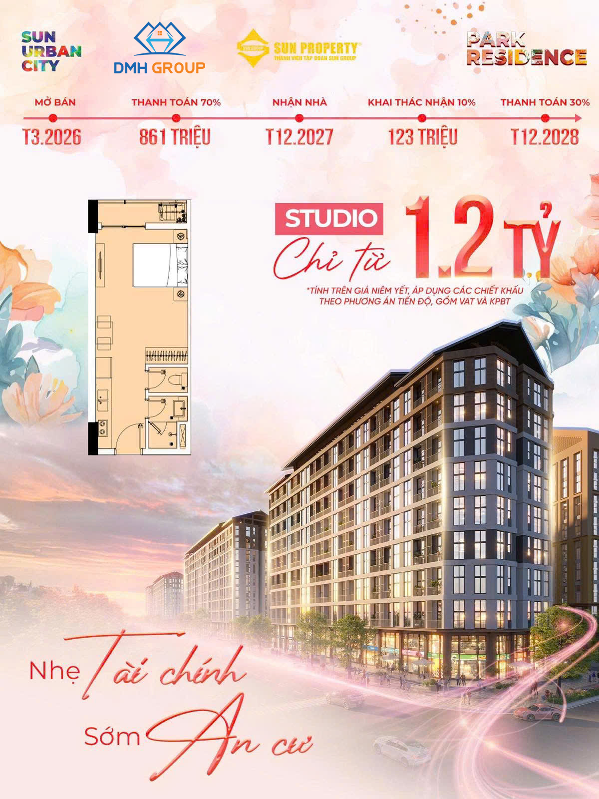 Studio Sun Urban Hà Nam giá tốt chỉ từ ~1.26 tỷ, ưu đãi lớn cuối kỳ