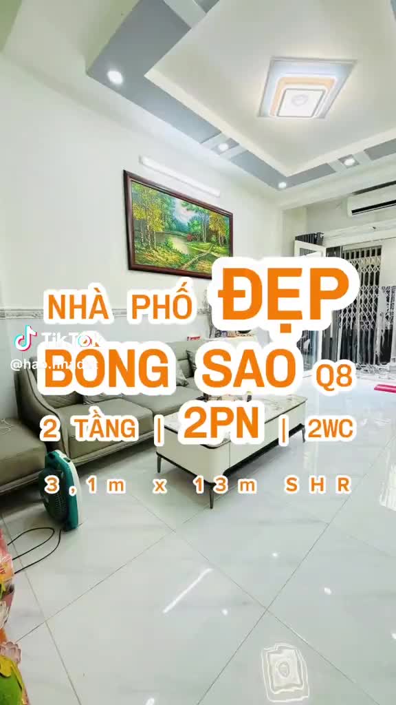 Nhà Bông Sao quận 8, khu dân cư hiện hữu, hẻm rộng 3m, 2 ngủ, 2 vệ sinh, hoàn công đủ