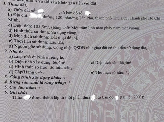 Nhà Tân Phú 105m2, hơn 4 tỷ, hẻm xe hơi 6m, không lô giới, không quy hoạch, đường nhựa đẹp.