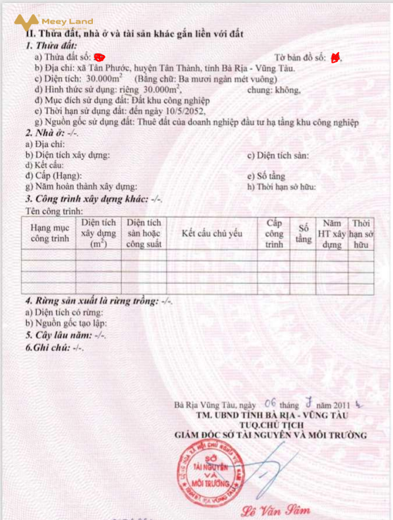 Bán 30000m2 đất trong khu công nghiệp Cái Mép, Bà Rịa - Vũng Tàu