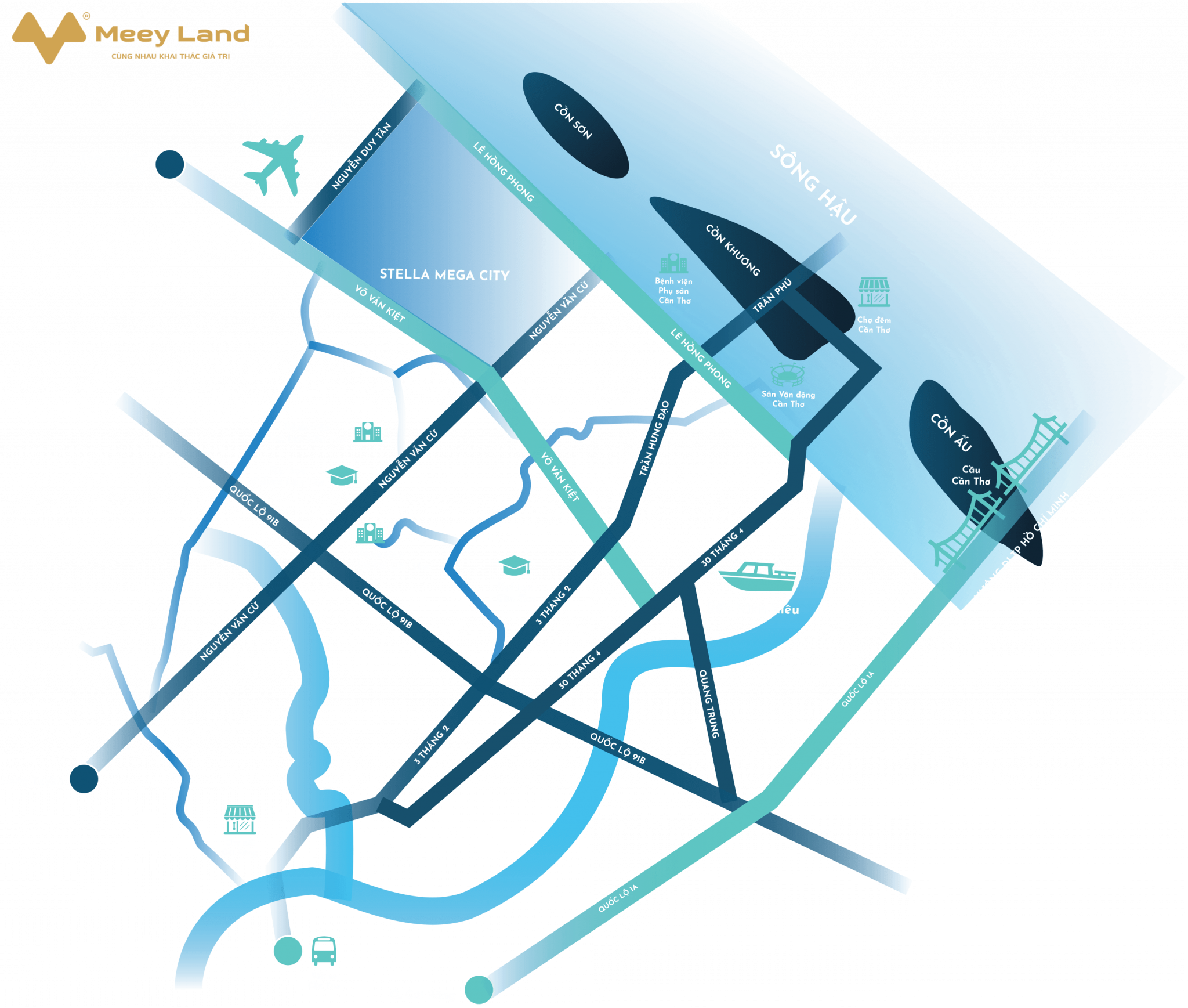 Đất nền nhà phố khu đô thị Stella Mega City Cần Thơ, giá từ 28 triệu m2, thích hợp đầu tư