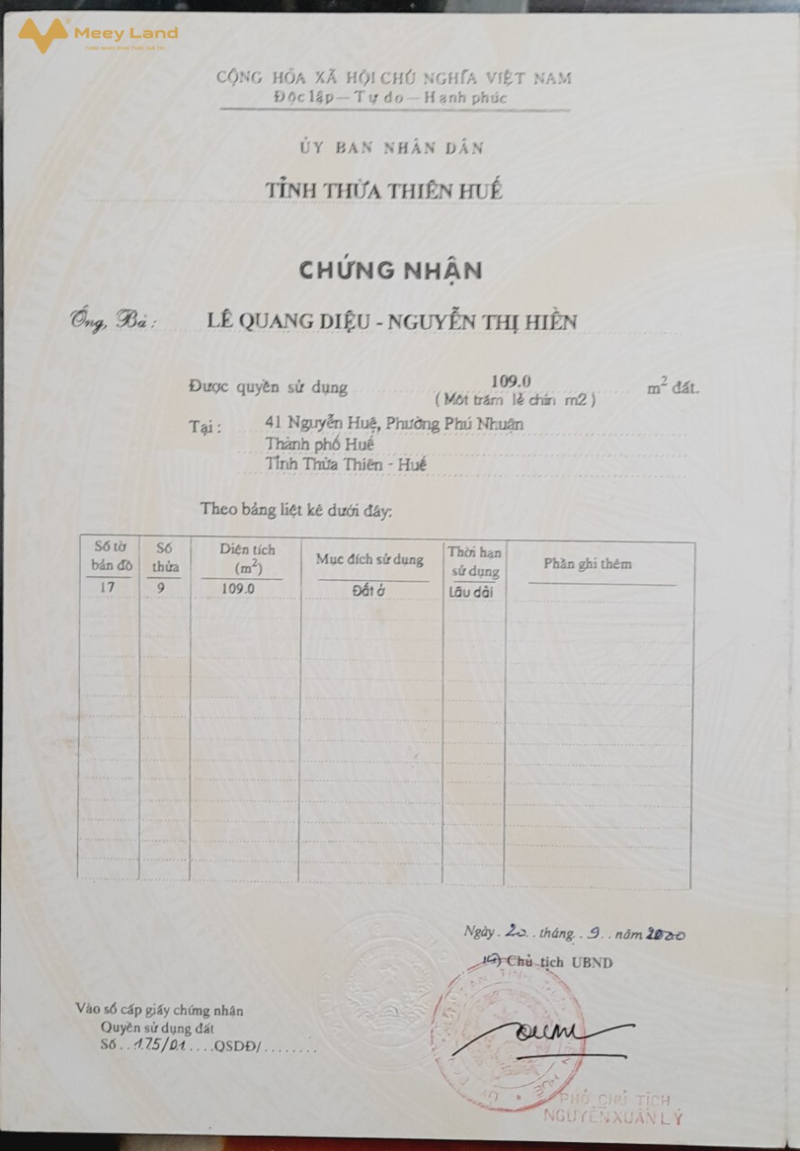 Đất mặt tiền, số nhà cực đẹp, trung tâm thành phố, gần trường đại học Khoa học, gần bệnh viện trung ương Huế