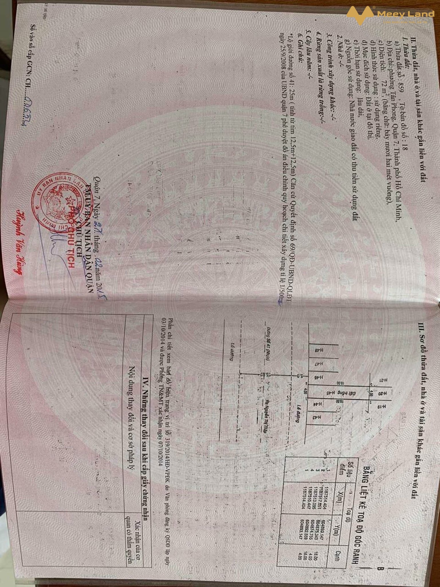 Bán lô 72m2, đường 41 khu An Phú Hưng, phường Tân Phong, quận 7, giá tốt